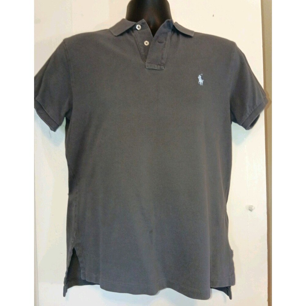 Polo Ralph Lauren Men's Custom Fit Gray Polo Shirt M Cotton Short Sleeve